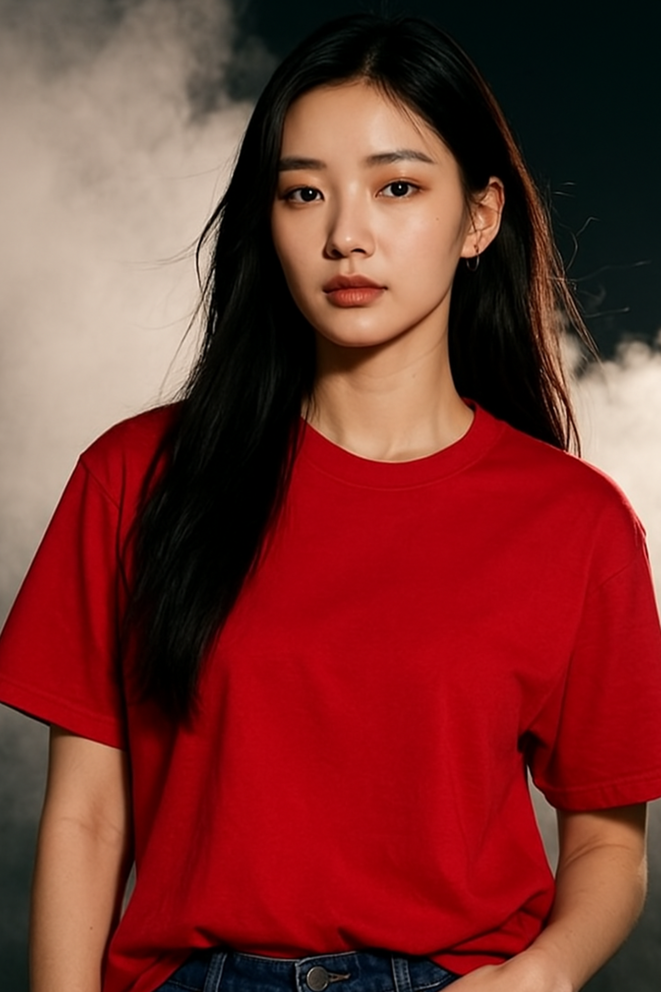 Women Premium Cotton Oversized T-Shirt Red