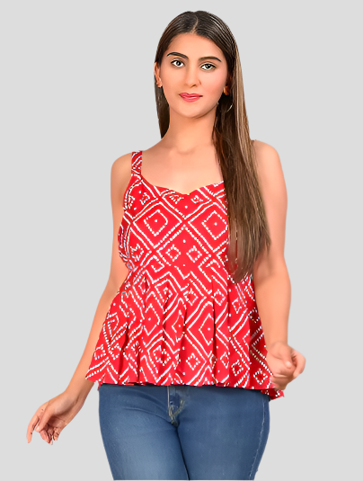 Women Bandhej Printed Tunic Meesho