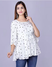 Stylish Polka Dot Crepe Top MEBRAND.IN