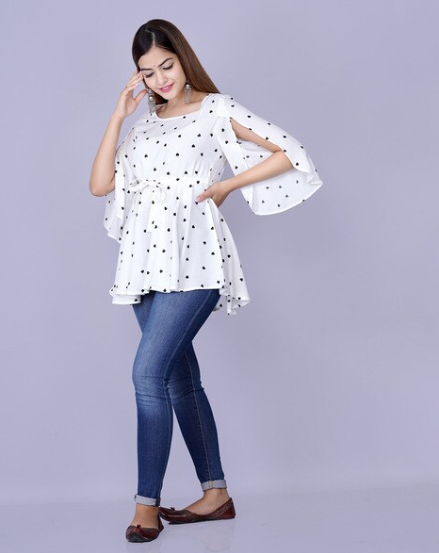 Stylish Polka Dot Crepe Top MEBRAND.IN