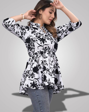 Women Tie-Up Neck Tunic Top Meesho