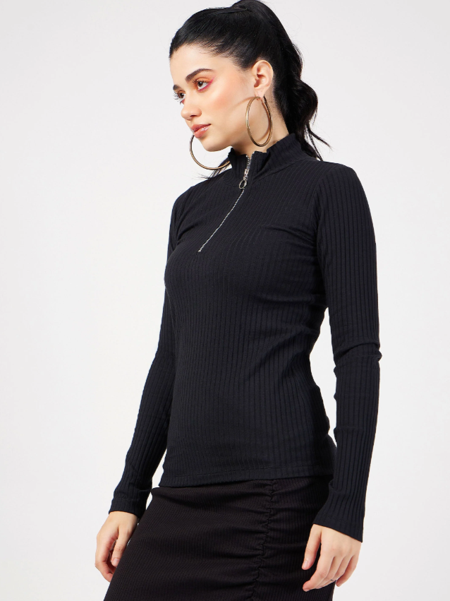 Women Zipper Full-Sleeve Top MEBRAND.IN