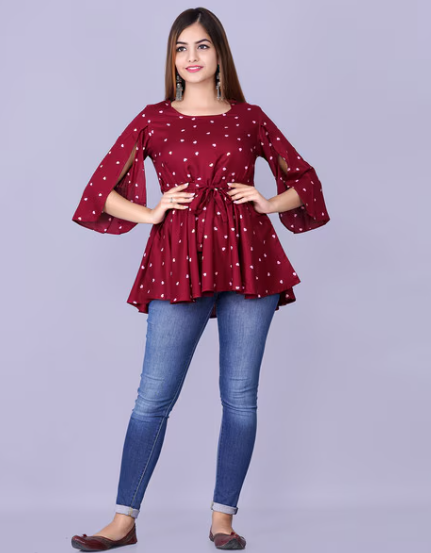 Stylish Polka Dot Crepe Top MEBRAND.IN