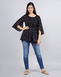 Stylish Polka Dot Crepe Top MEBRAND.IN