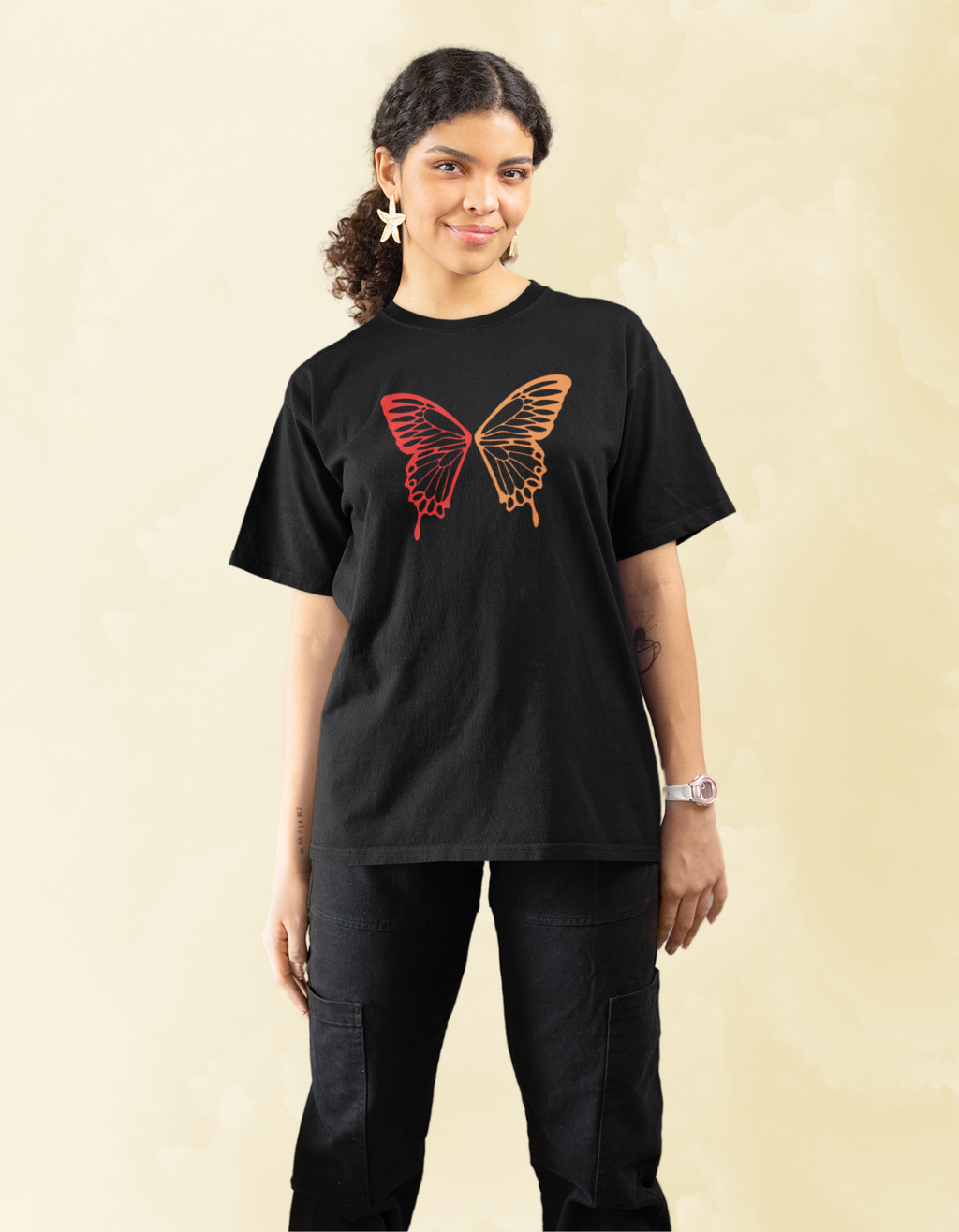 Mebrand Butterfly Women's Regular Fit Cotton T-Shirt
