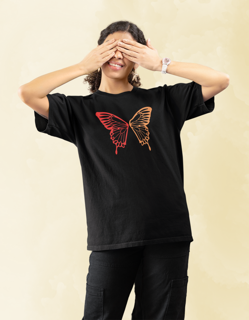 Mebrand Butterfly Women's Regular Fit Cotton T-Shirt