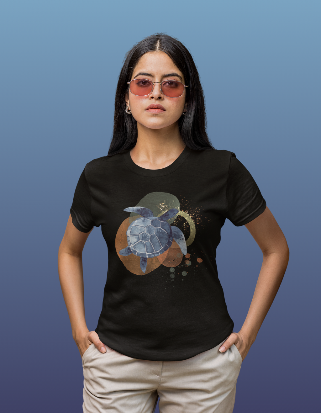Mebrand Turtle Women's Regular Fit Cotton T-Shirt