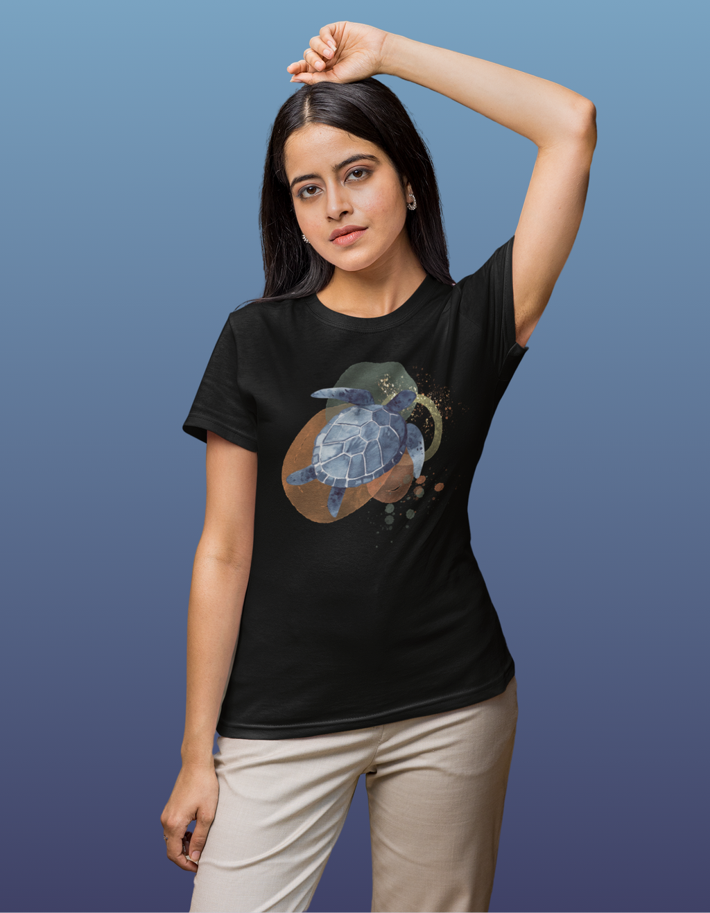 Mebrand Turtle Women's Regular Fit Cotton T-Shirt
