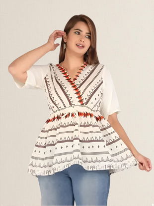 Women Embroidered Printed Top