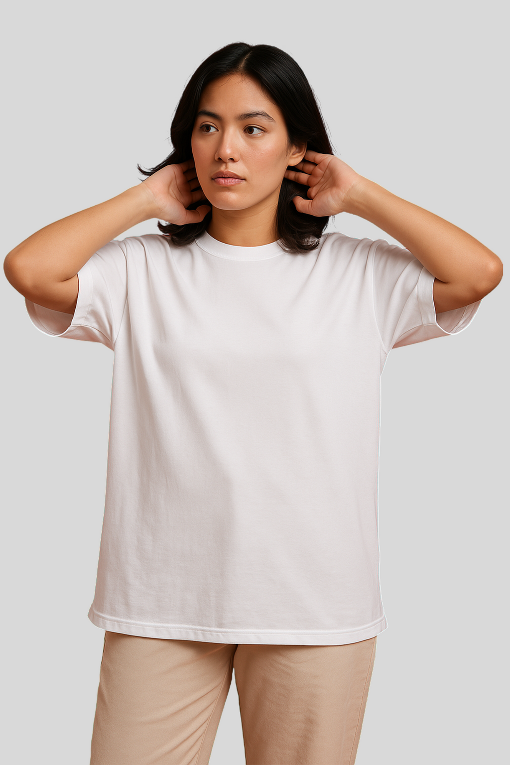 Women Premium Cotton Oversized T-Shirt White