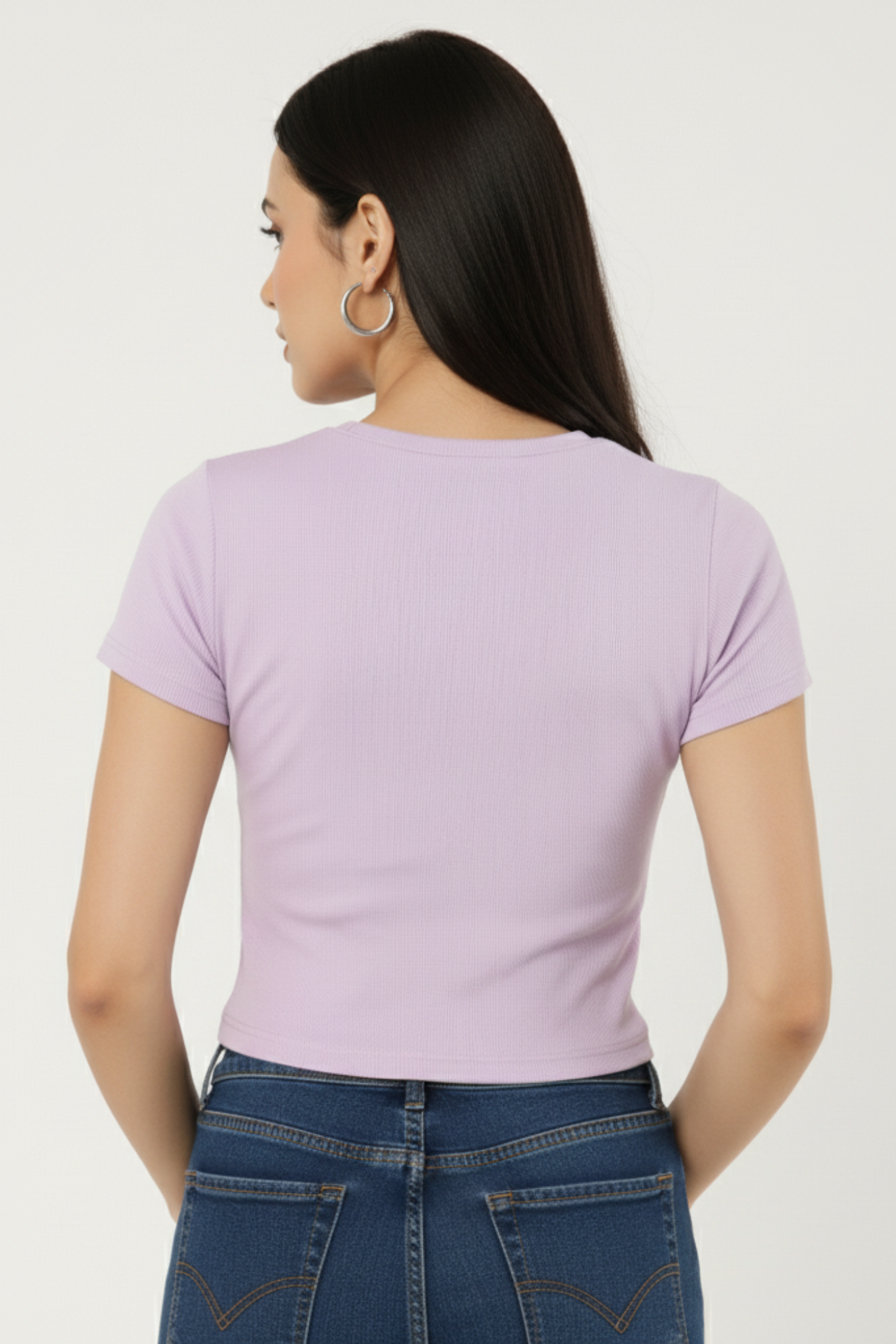 Women’s lavender slim fit cotton stretchable crop top – Gen Z casual style