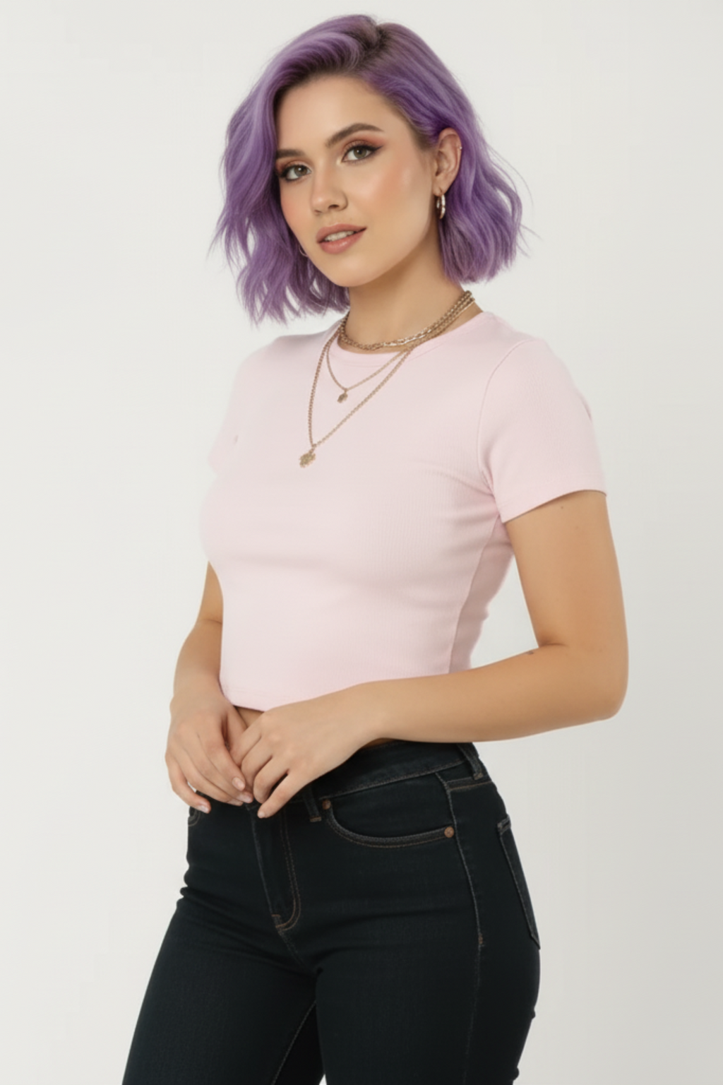 Women’s premium light pink stretchable cotton spandex crop top – Mebrand