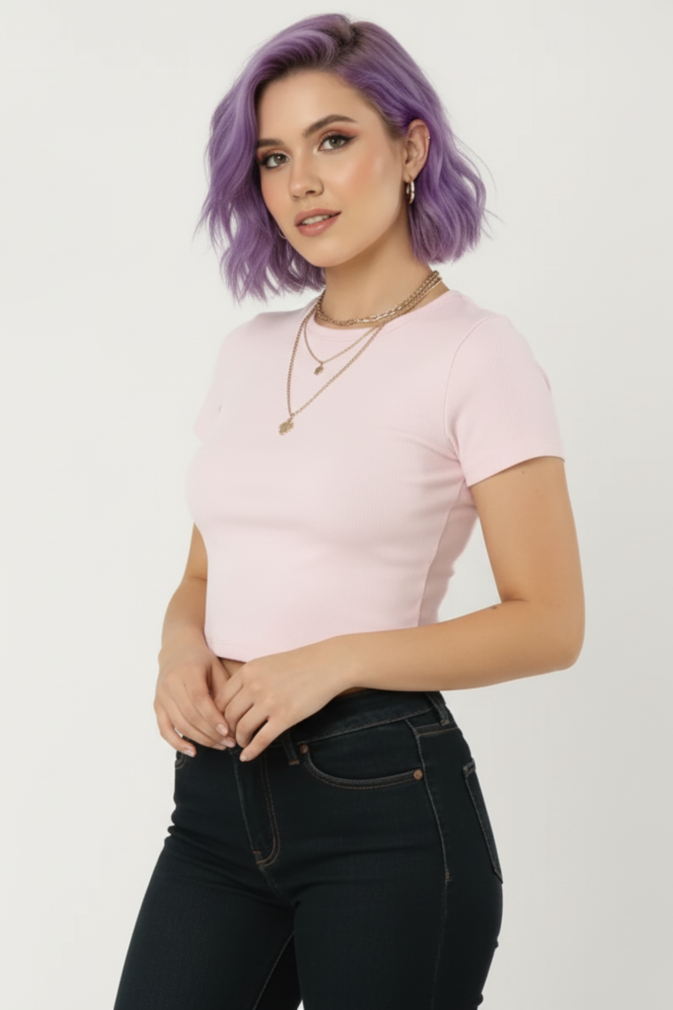 Women’s premium light pink stretchable cotton spandex crop top – Mebrand
