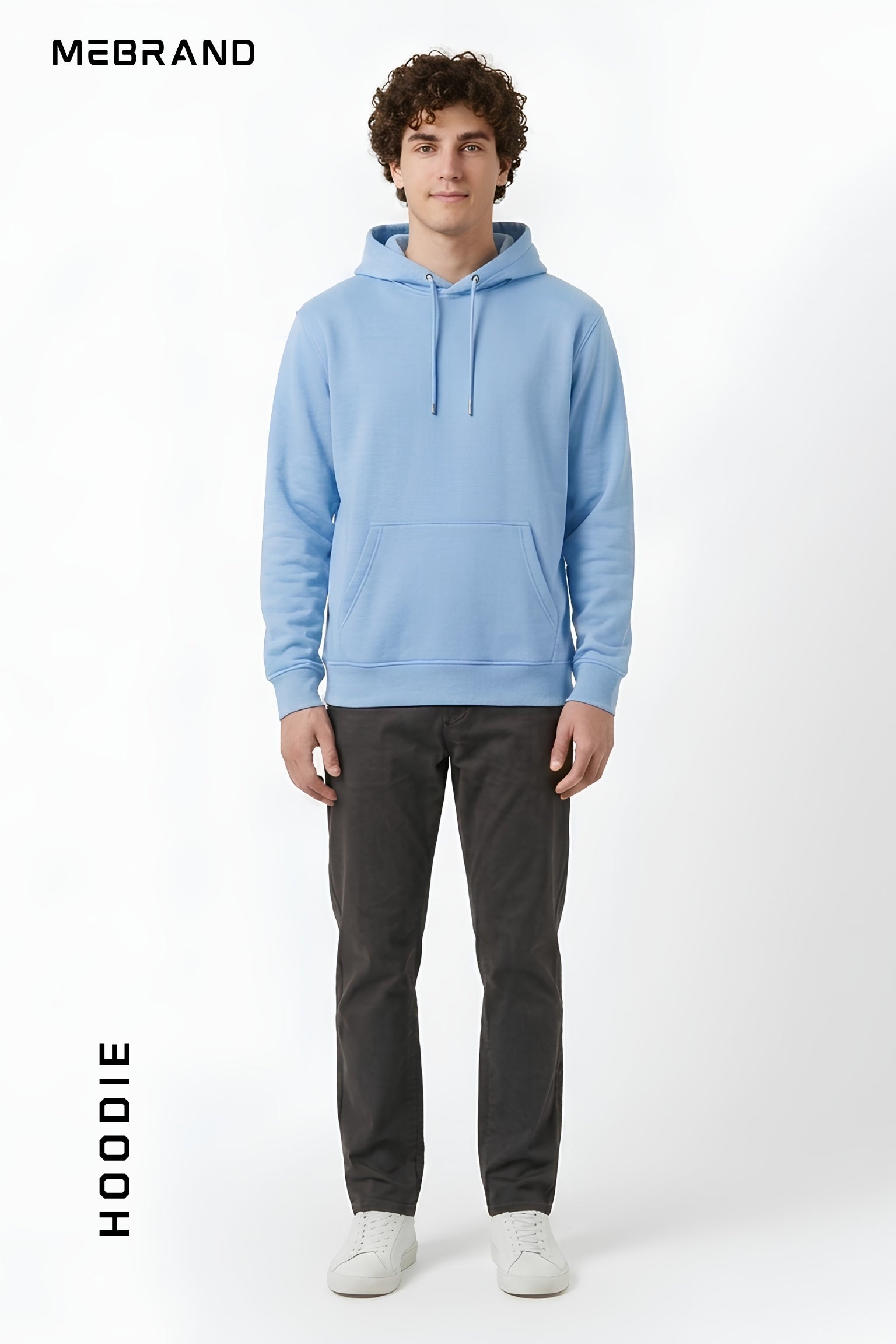 Baby Blue color core edition relaxed fit hoodie in premium cotton by MEBRAND