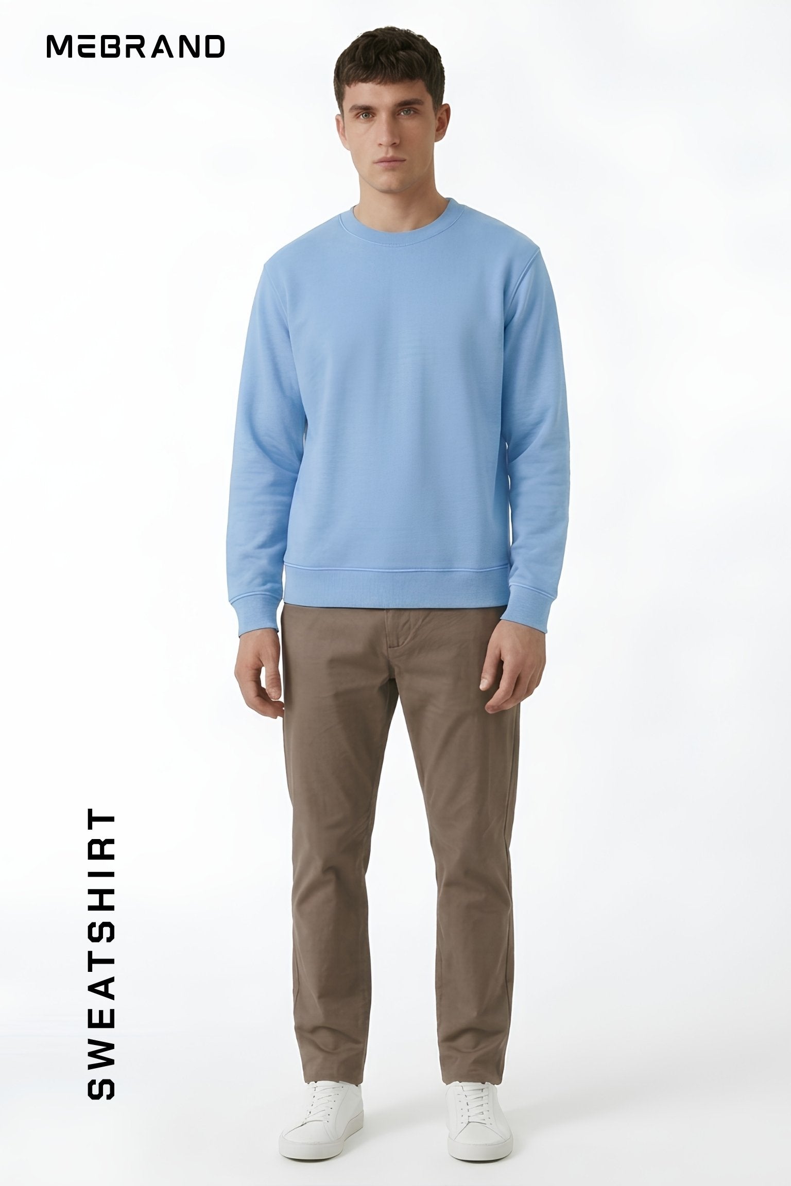 Baby Blue core edition sweatshirt in premium cotton by MEBRAND front view 1