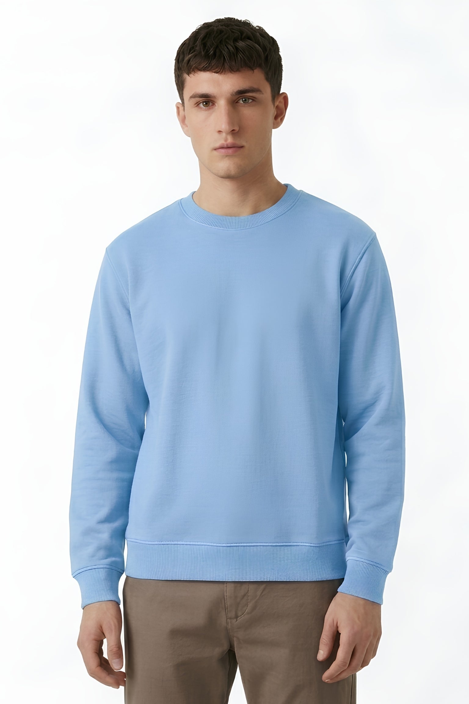 Baby Blue core edition sweatshirt in premium cotton by MEBRAND front view 2