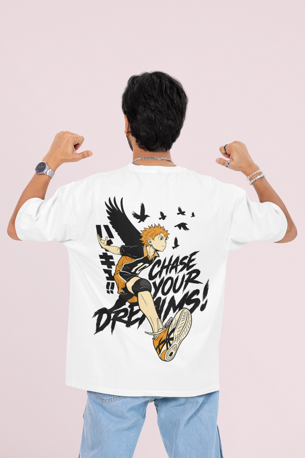 Chase Your Dreams Anime T-Shirt – Oversized 240 GSM Cotton Tee for Men