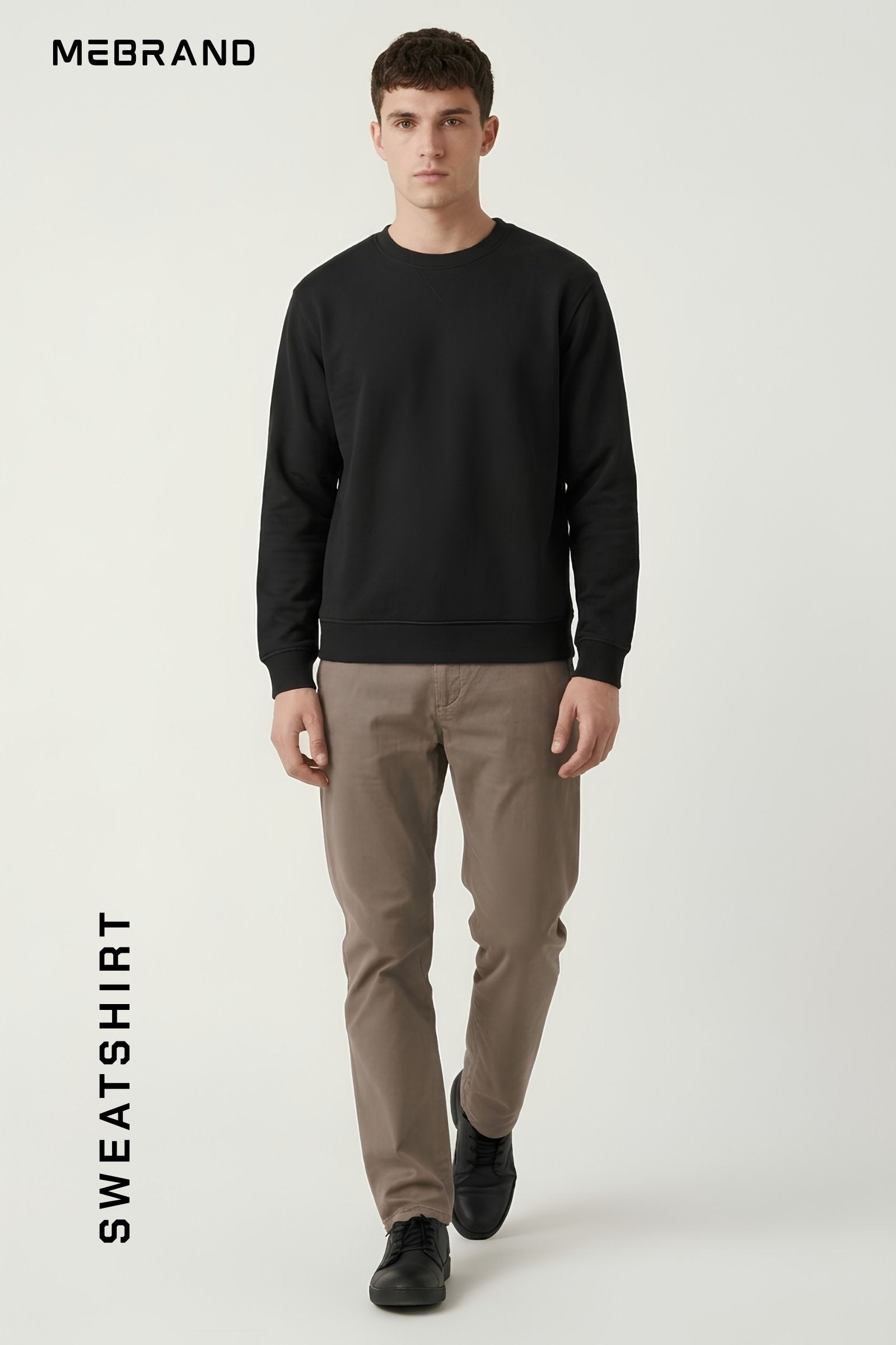 Black core edition sweatshirt in premium cotton by MEBRAND front view 1