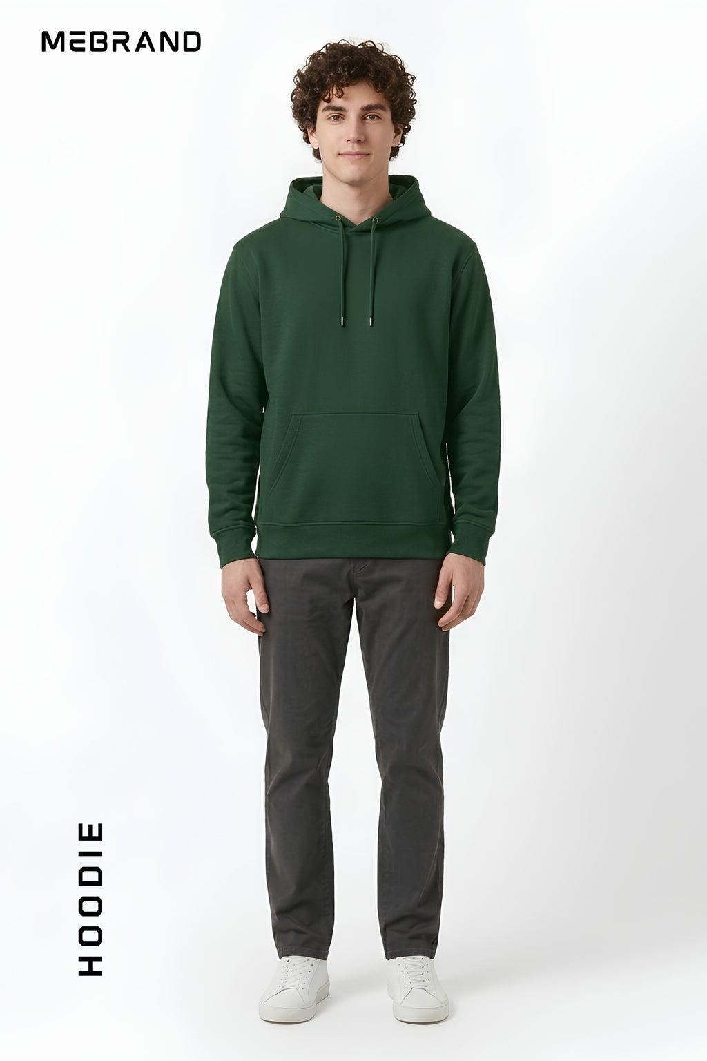 Bottle Green color core edition relaxed fit hoodie in premium cotton by MEBRAND
