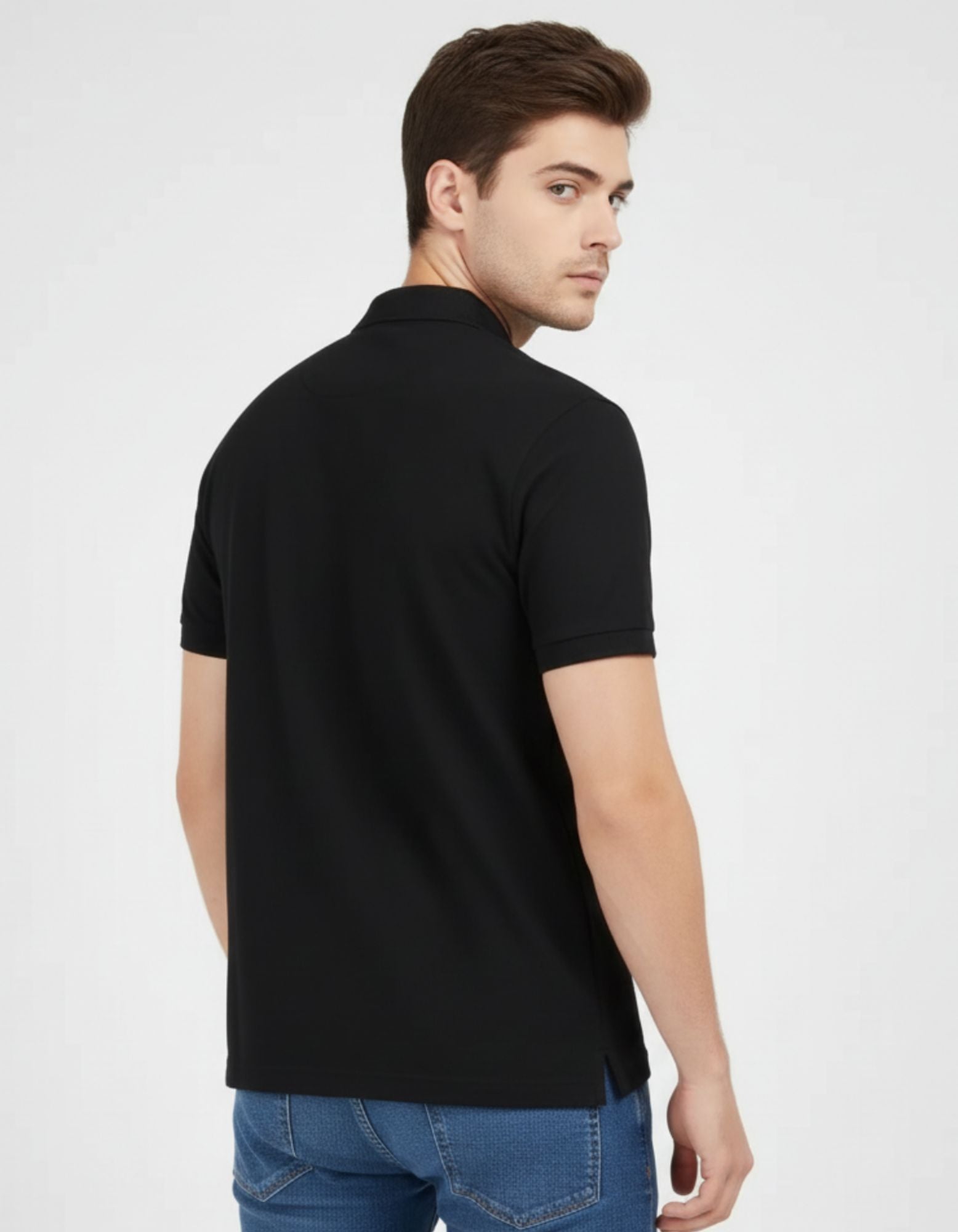 Classic Polo Tee Black Men Back – Premium Cotton Polo T-Shirt