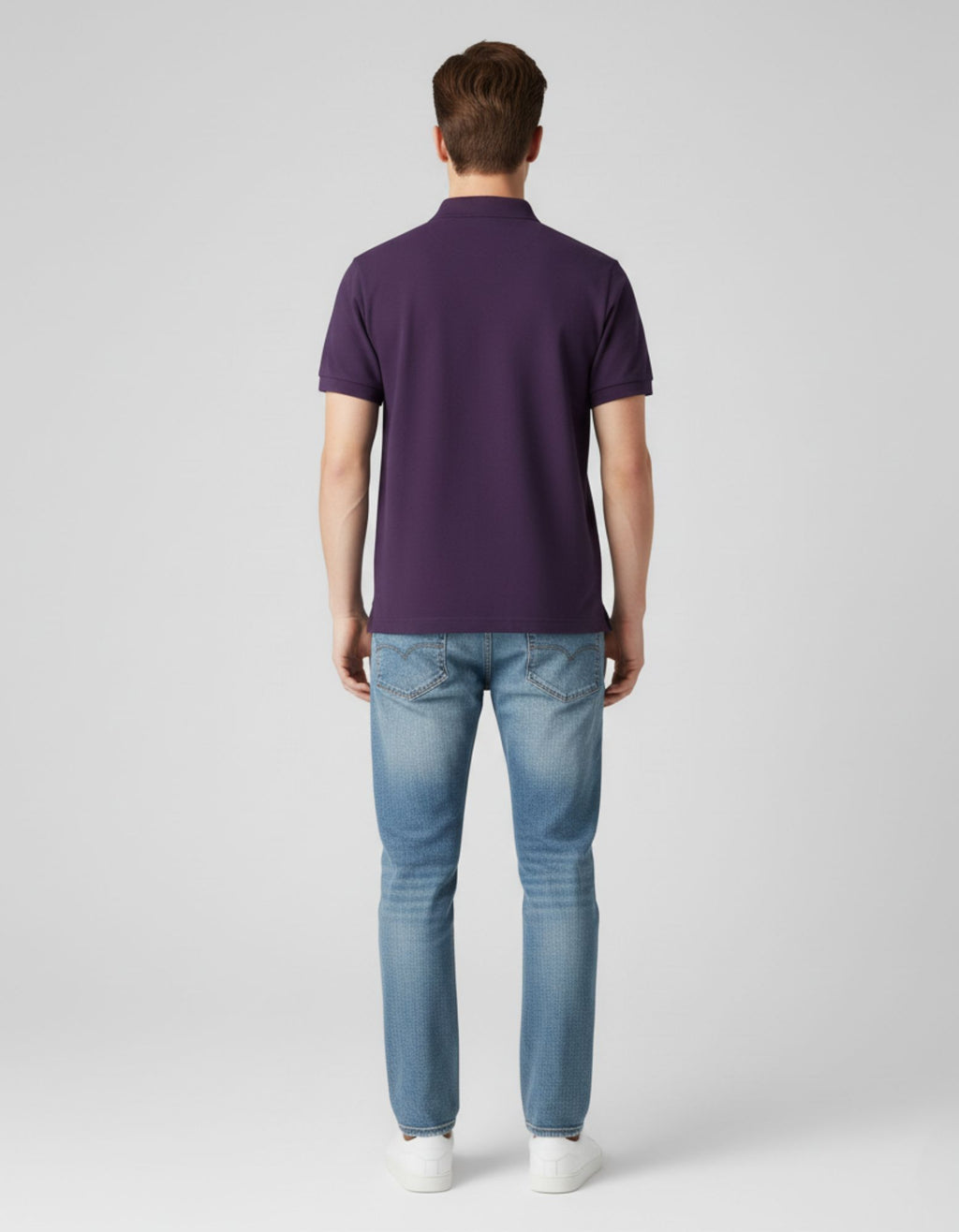 Classic Polo Tee Purple Men Back – Premium Cotton Polo T-Shirt