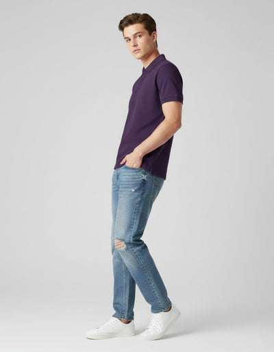 Classic Polo Tee Purple Men Left Side Full Front – Premium Cotton Polo T-Shirt