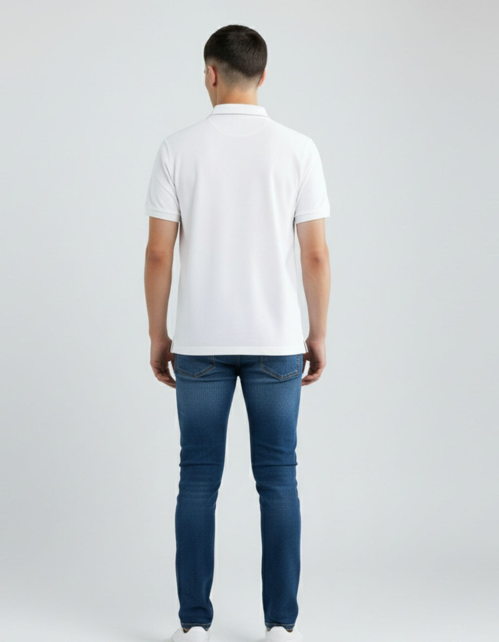 Classic Polo Tee White Men Back – Premium Cotton Polo T-Shirt