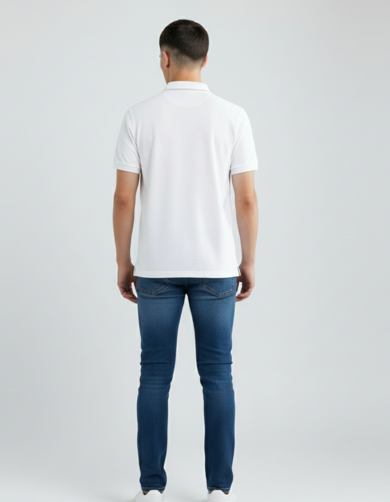 Classic Polo Tee White Men Back – Premium Cotton Polo T-Shirt