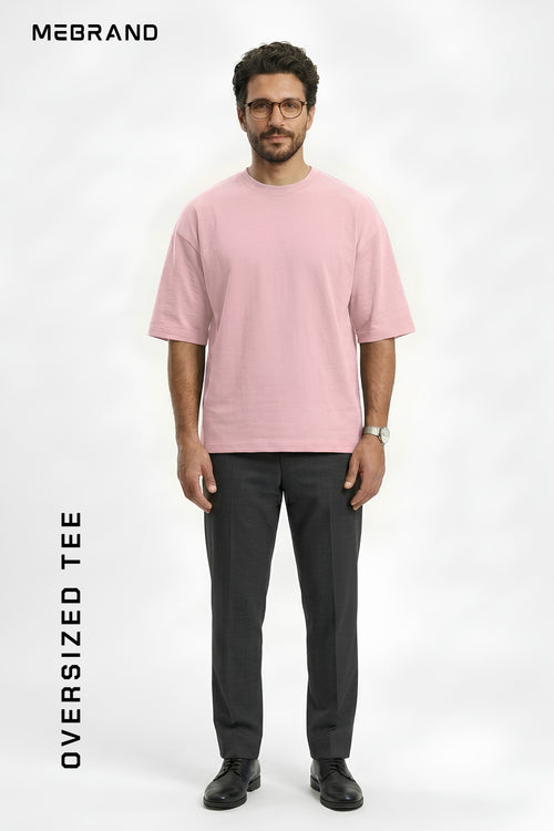 Light Pink Core Edition oversized tee in premium cotton by MEBRAND front view 1