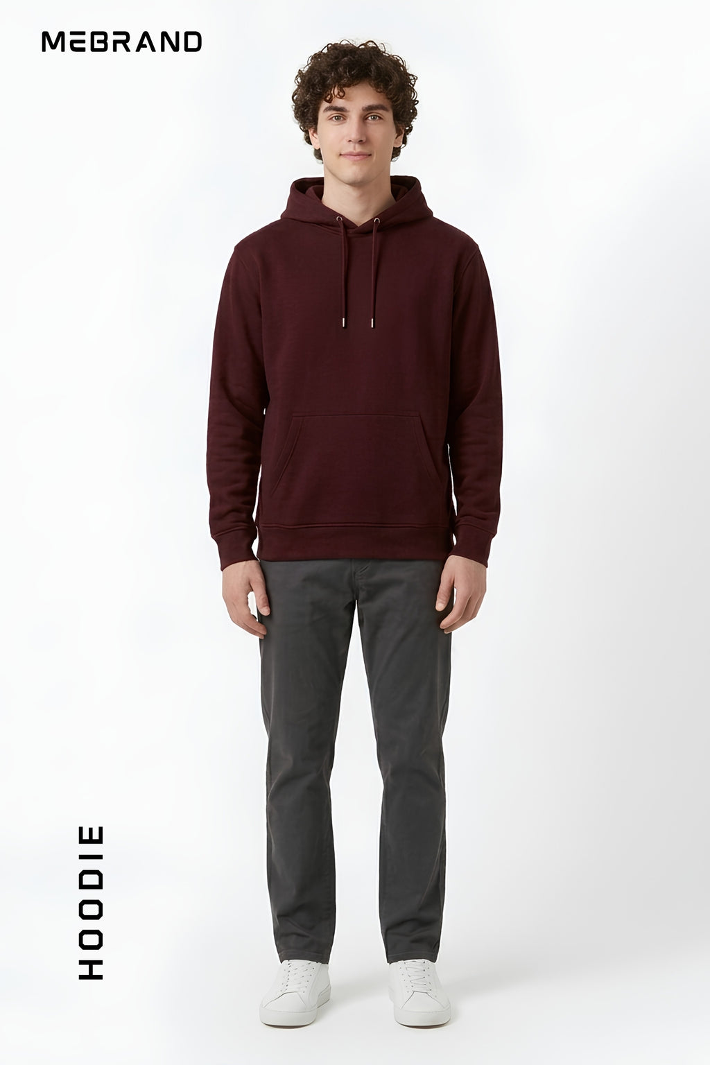 Maroon color core edition relaxed fit hoodie in premium cotton by MEBRAND
