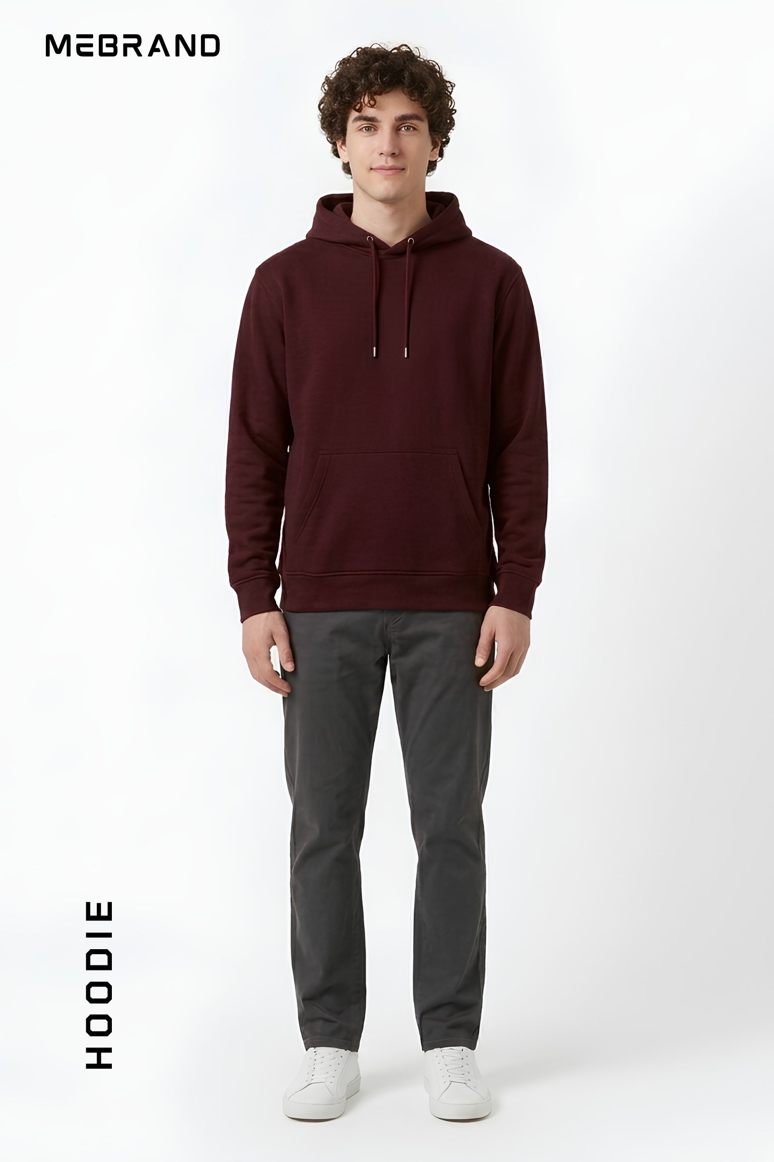 Maroon color core edition relaxed fit hoodie in premium cotton by MEBRAND