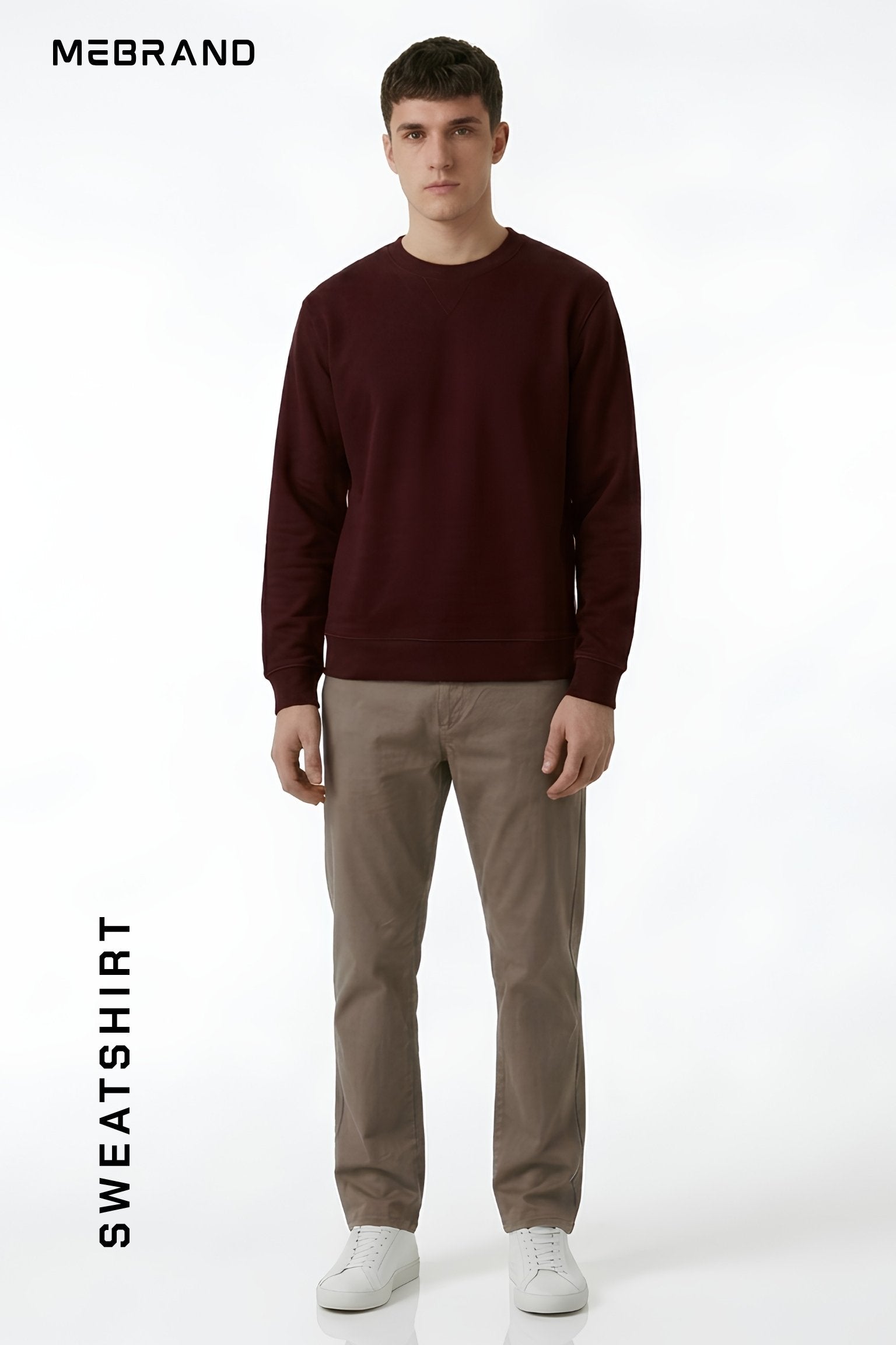 Maroon core edition sweatshirt in premium cotton by MEBRAND front view 1