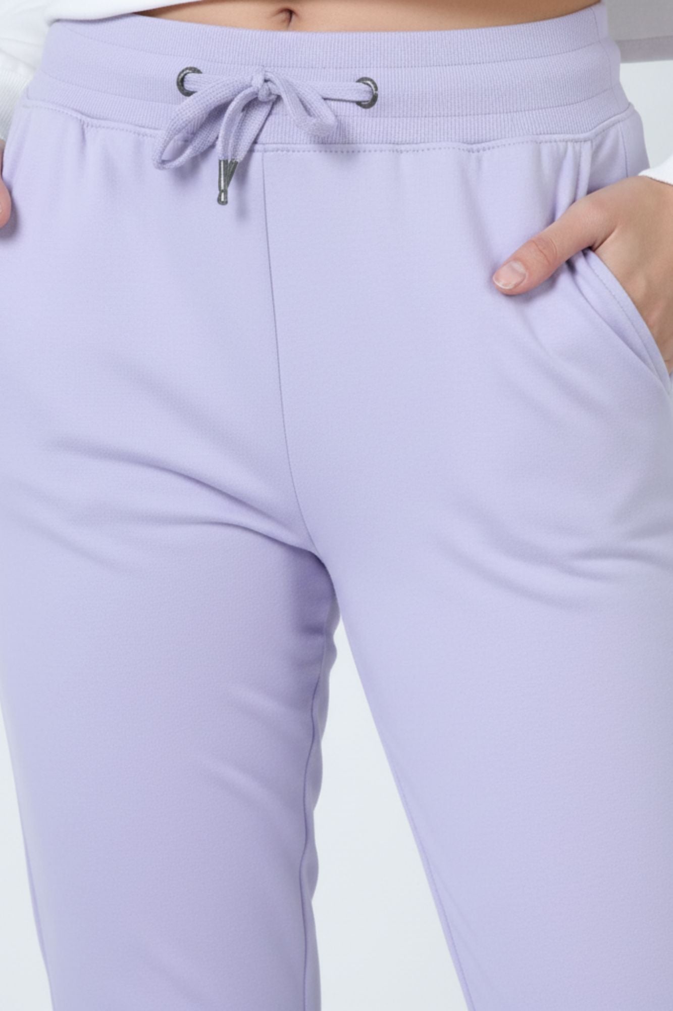 Close-up of lavender joggers waistband – Mebrand Active Bloom women’s joggers