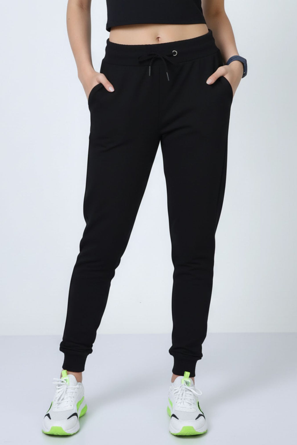 Front view of Mebrand Active Thunder Black Joggers Women