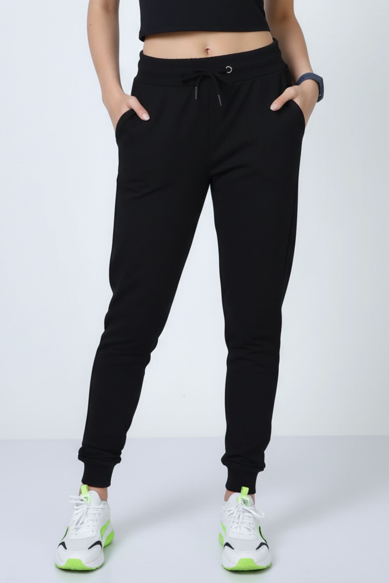Front view of Mebrand Active Thunder Black Joggers Women