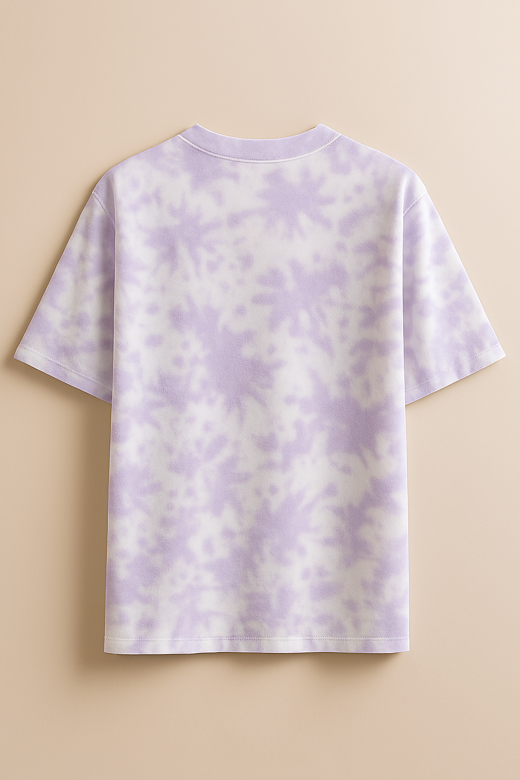 Back view of Mebrand Bloom white lavender tie-dye oversized t-shirt