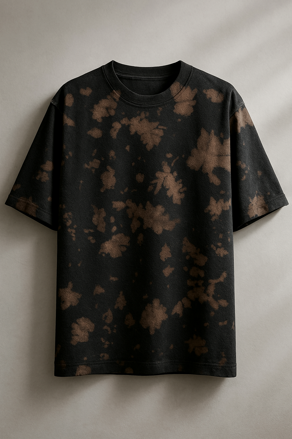 Front view of Mebrand Earth brown black tie-dye oversized t-shirt
