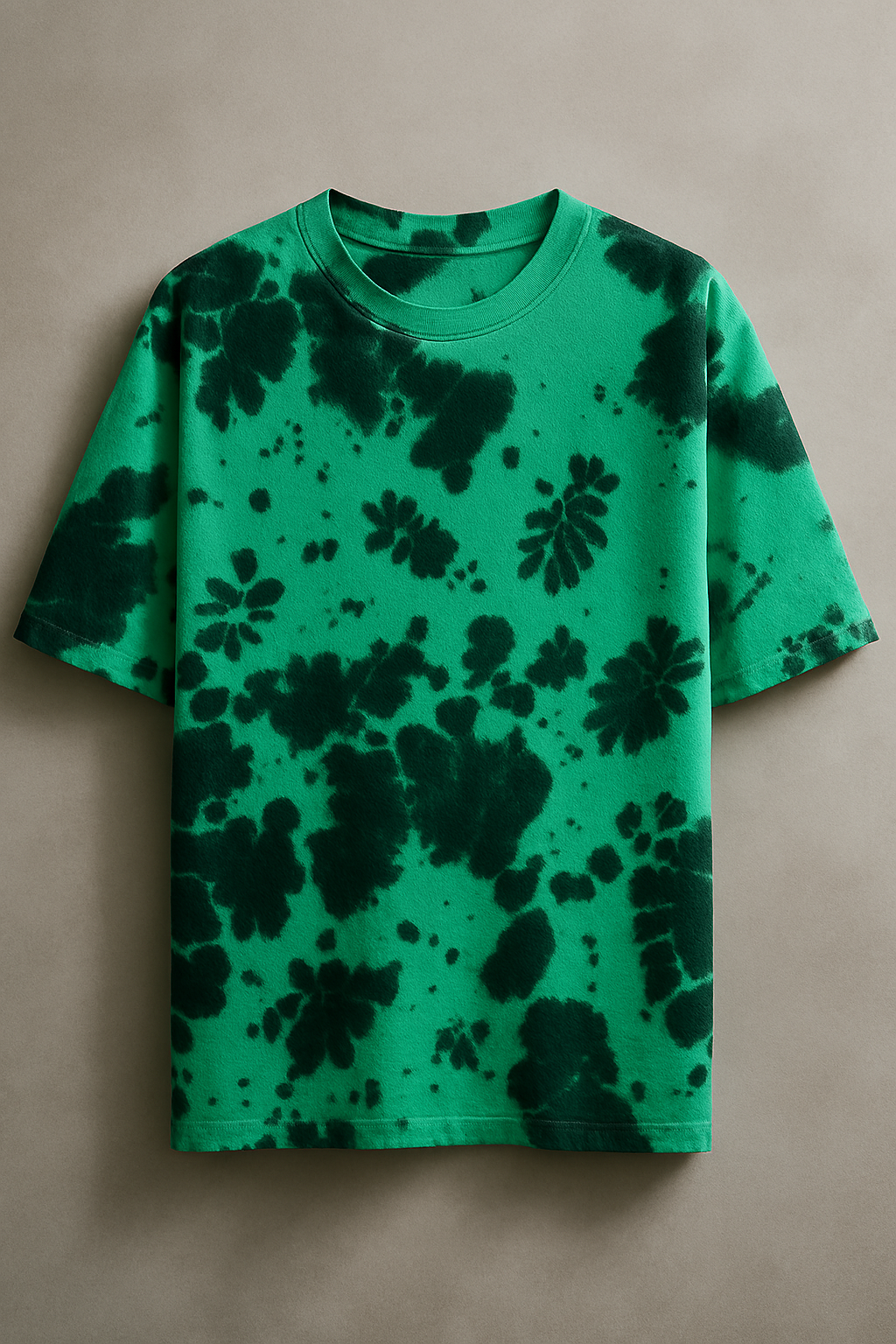 Front view of Mebrand Forest green black tie-dye oversized t-shirt