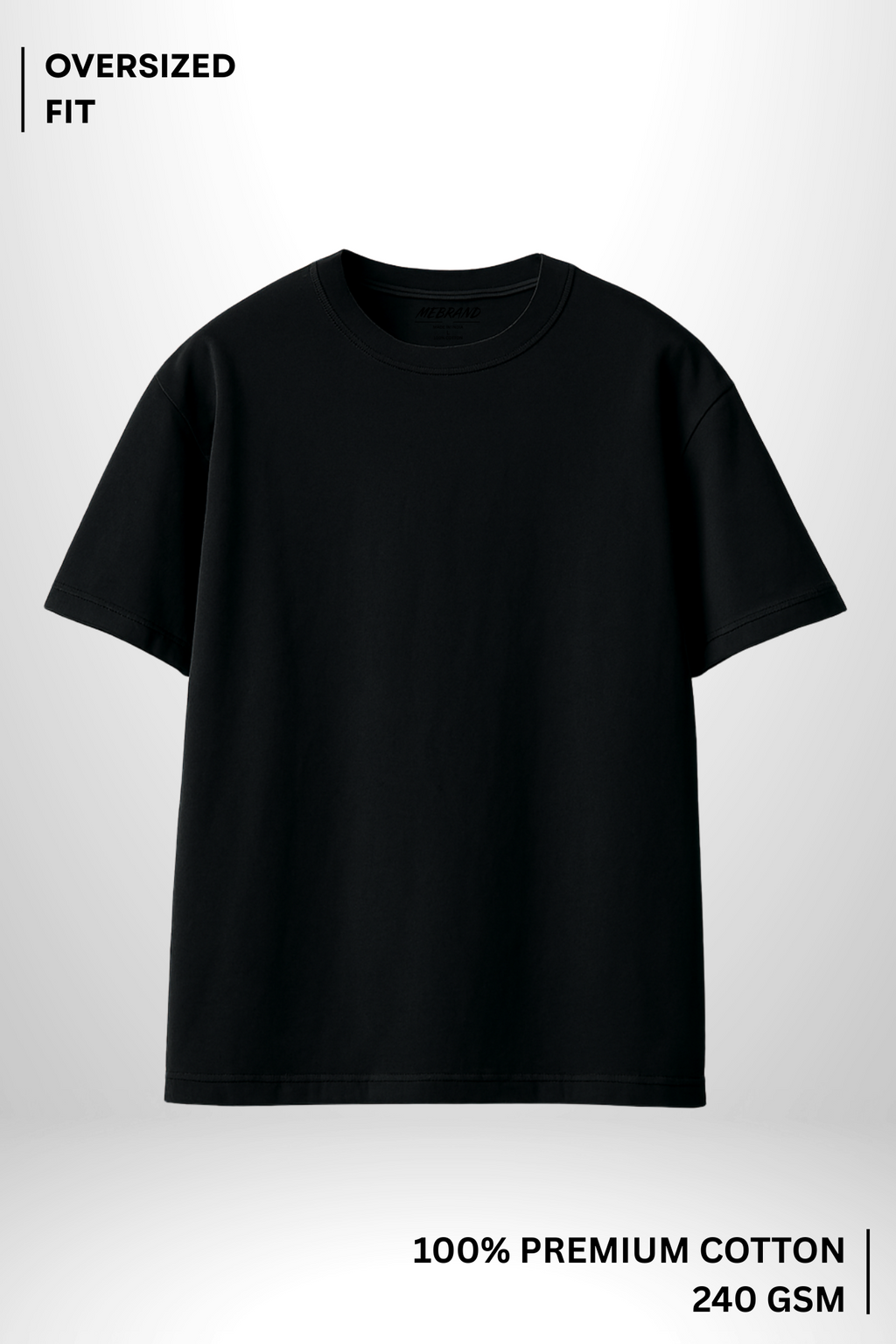 Mebrand Oversized Luxe Black T-Shirt – Unisex Oversized Fit, 100% Cotton