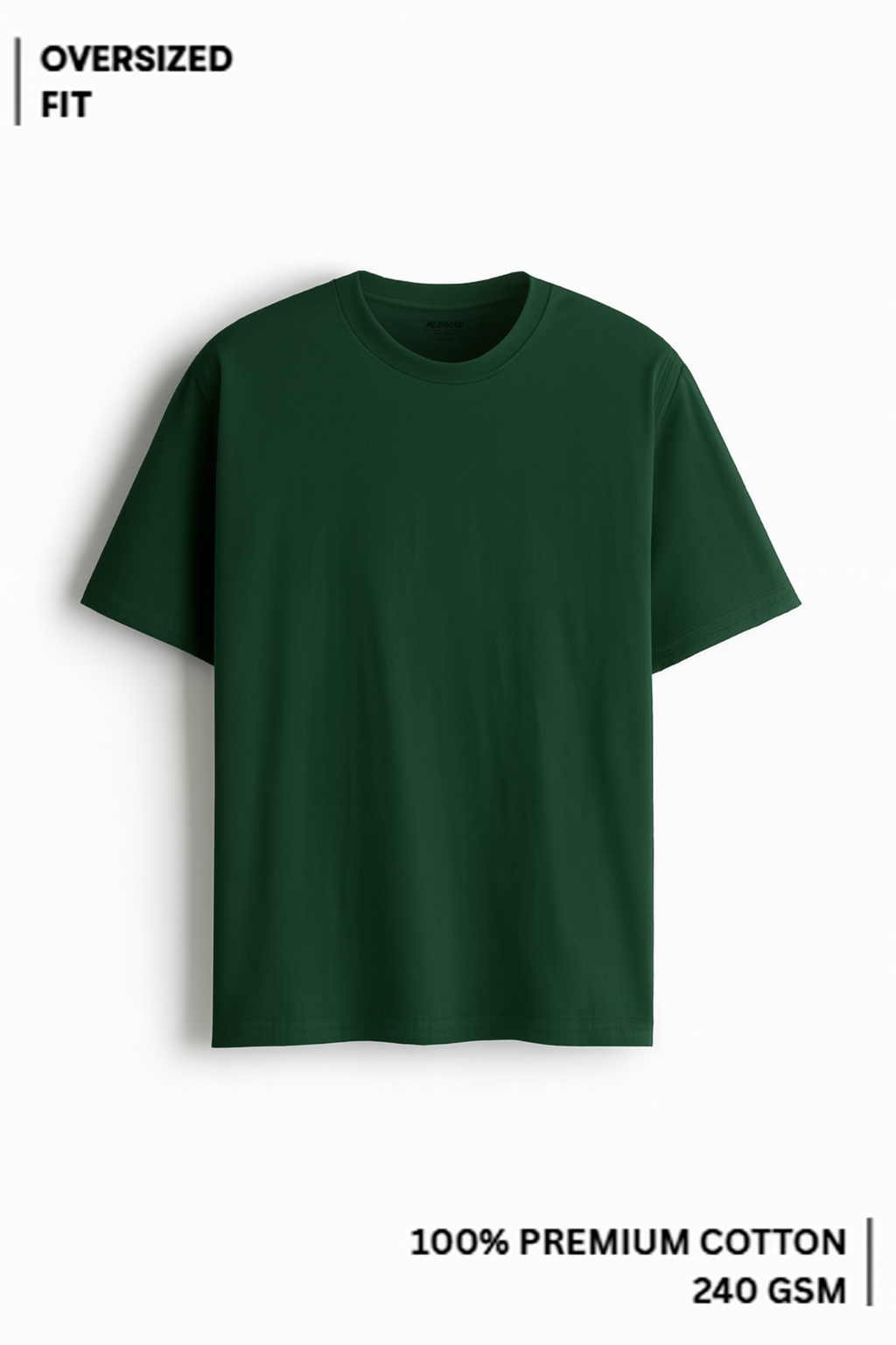Mebrand Oversized Luxe Green T-Shirt – Unisex Oversized Fit, 100% Cotton