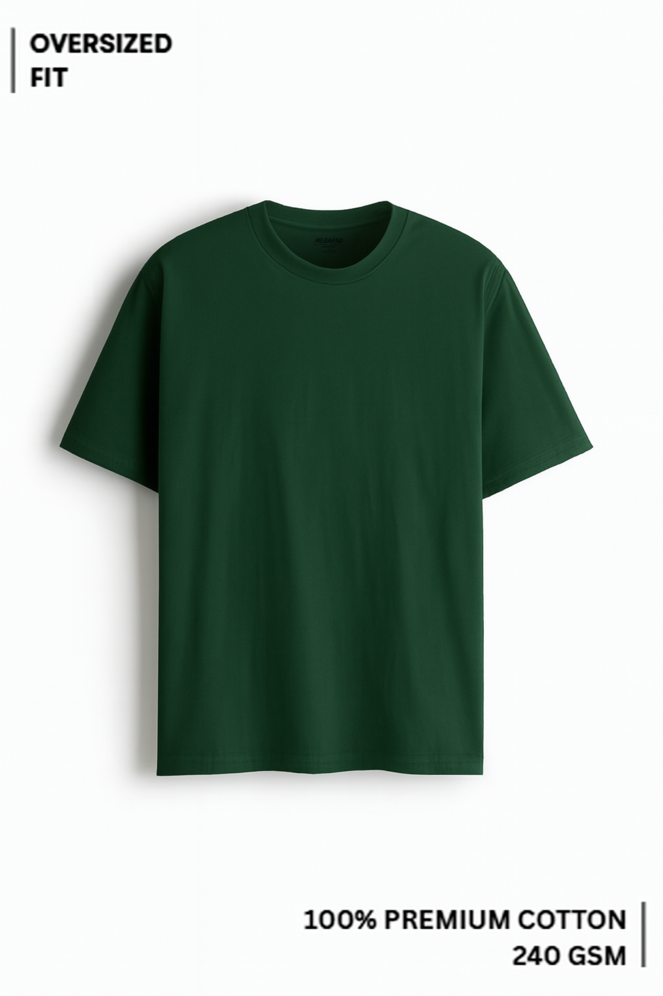 Mebrand Oversized Luxe Green T-Shirt – Unisex Oversized Fit, 100% Cotton
