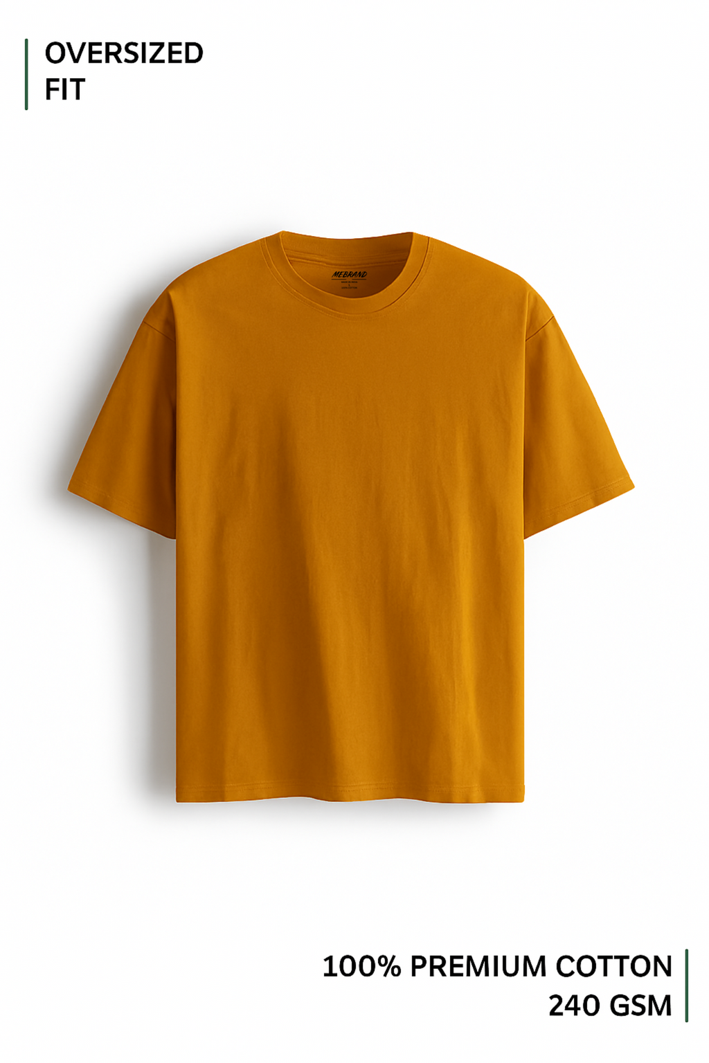 Mebrand Oversized Luxe Mustard Yellow T-Shirt – Unisex Oversized Fit, 100% Cotton