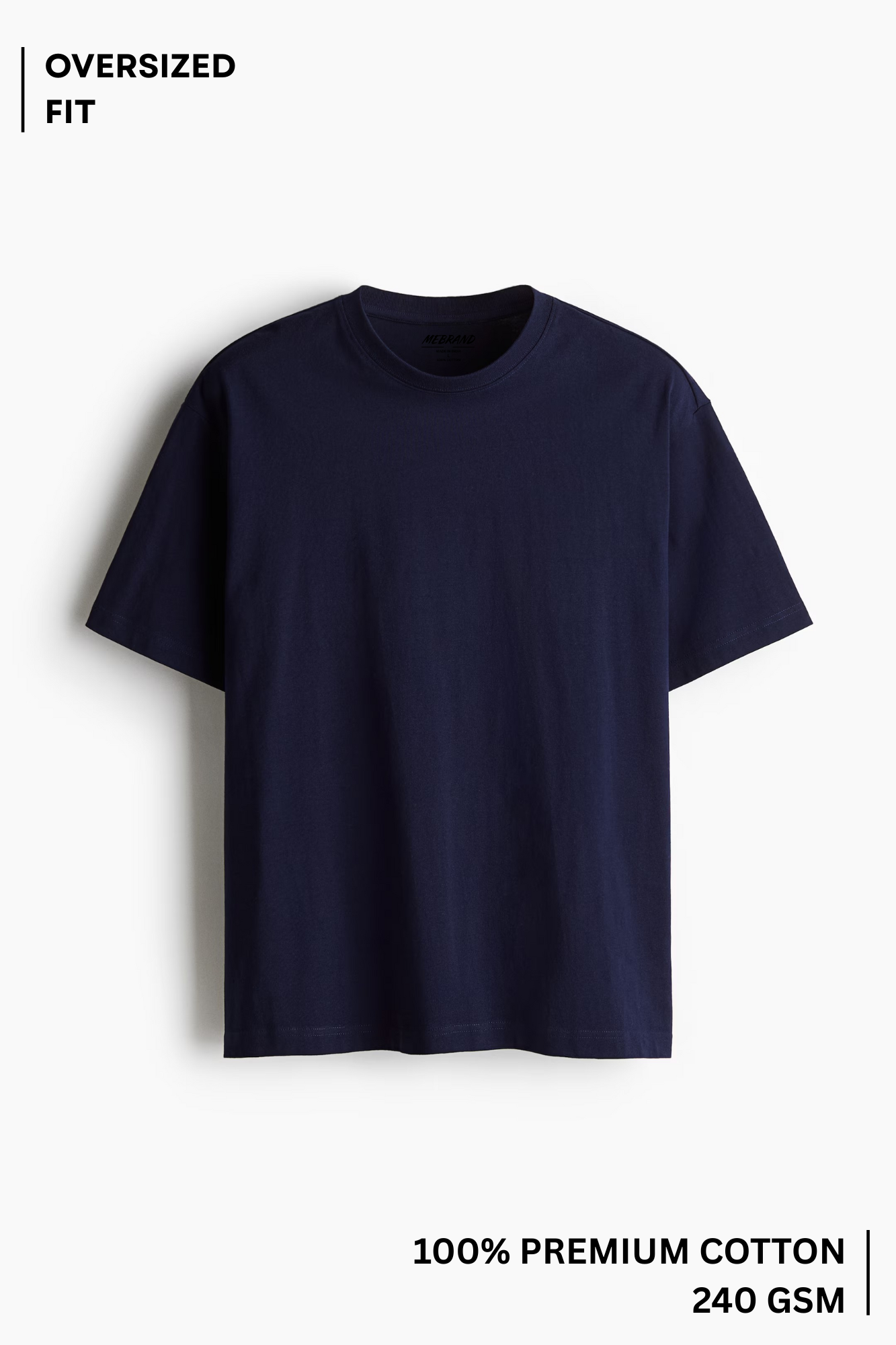 Mebrand Oversized Luxe Navy T-Shirt – Unisex Oversized Fit, 100% Cotton
