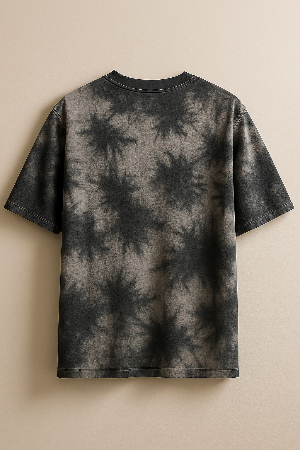 Back view of Mebrand Smoke white black tie-dye oversized t-shirt