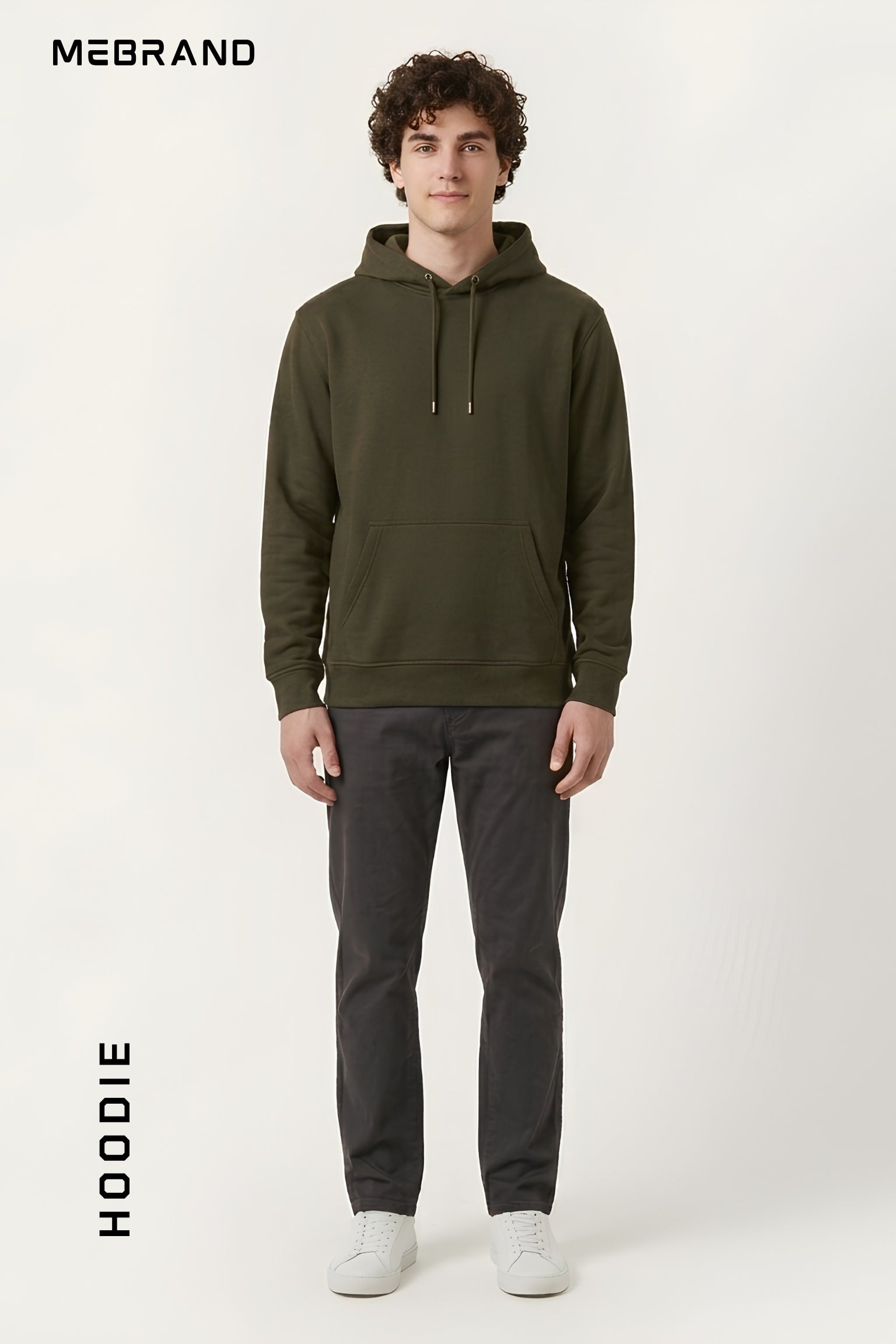 Olive Green color core edition relaxed fit hoodie in premium cotton by MEBRAND