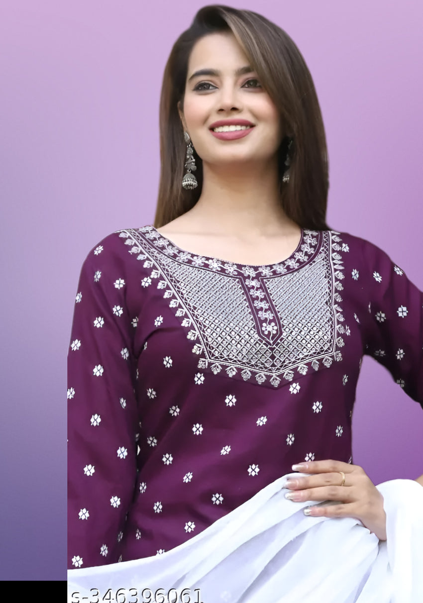 Women Embroidery Kurta Set Meesho