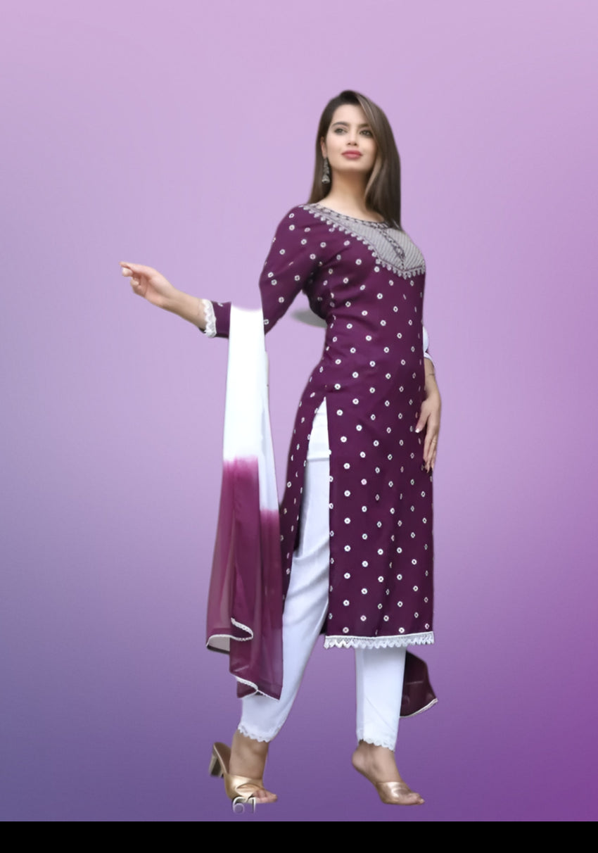 Women Embroidery Kurta Set Meesho