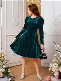 Women Velvet Round Neck Short Dress Meesho