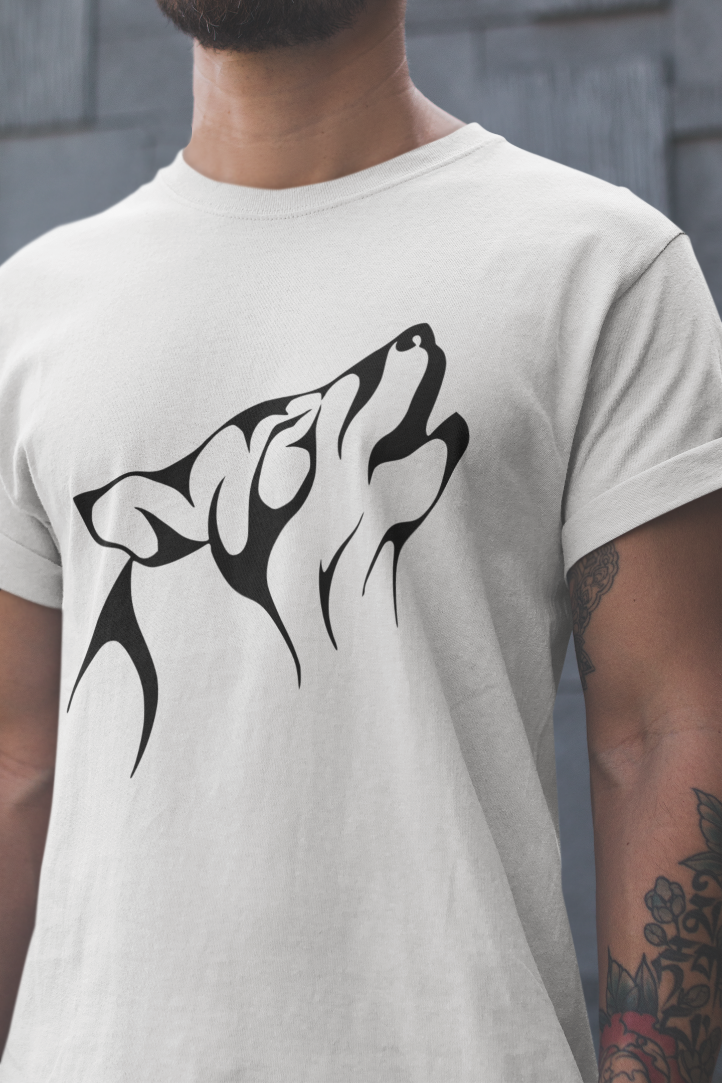 Mebrand Wolf Men's Regular Fit Cotton Printed T-Shirt