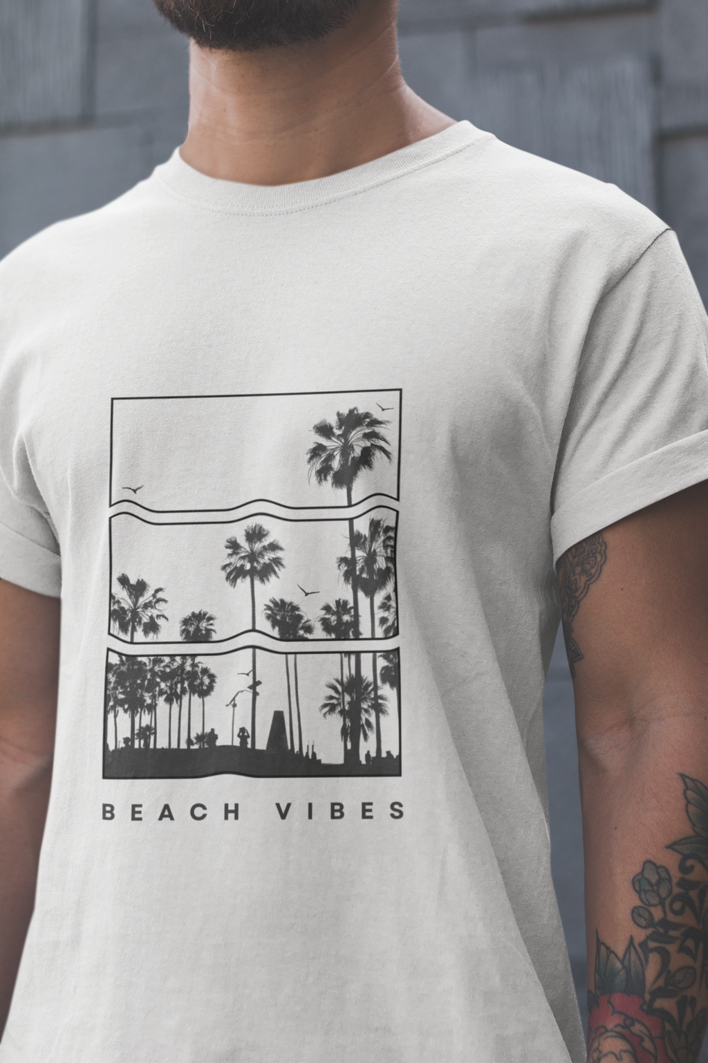 Mebrand Beach Vibes Men's Regular Fit Cotton T-Shirt